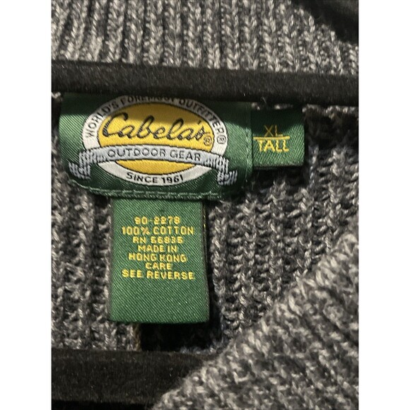Cabela's 1/4 Button Henley Heavy Chunky Knit 100% Cotton Sweater Men's XL Tall - Picture 6 of 6